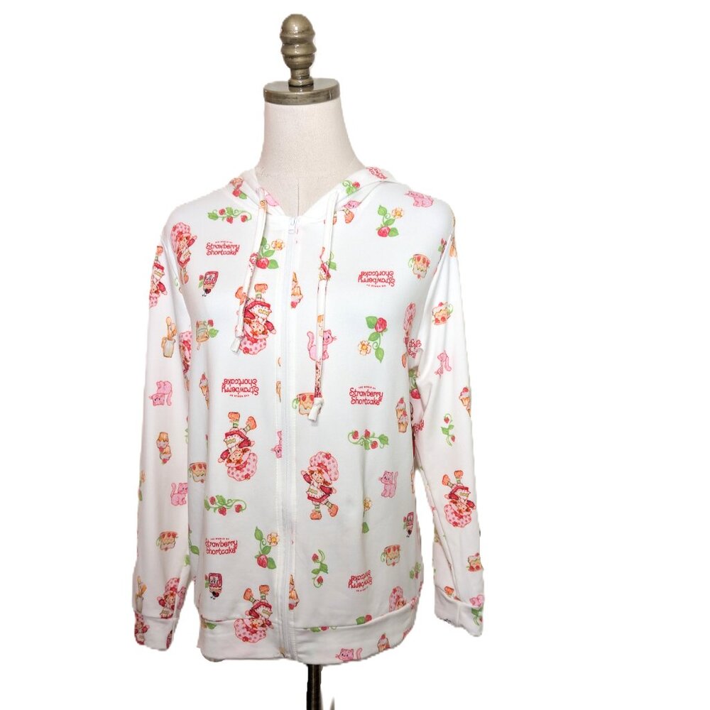 NWT The World of Strawberry Shortcake Full Zip Hoodie Size L Ivory - Picture 3 of 6